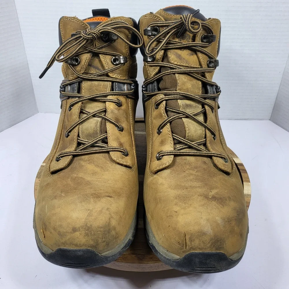 Timberland PRO Hypercharge Mens 14M Waterproof Soft Toe Work Boots Brown A1Q56‎